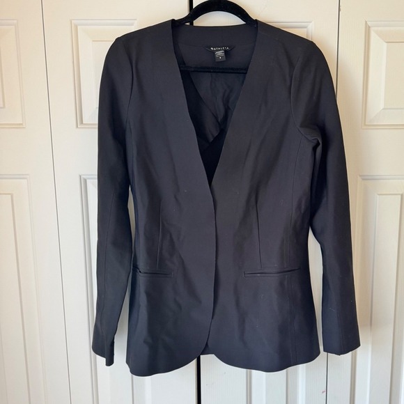 Athleta Jackets & Blazers - Athleta Avenue Blazer Black Collarless Open Front Stretch Jacket Womens 8